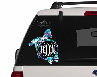 Monogram Horse Decal, Horse Sticker, Girls Horse Decal, Laptop Decal, Monogram Sticker, Yeti Cup Decal, Car Decal, Car Window Decal