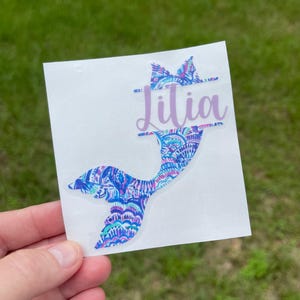 Mermaid Tail Car Decal, Monogram Mermaid Decal, Mermaid Tail Sticker, Monogram Vinyl Decal, Yeti Cup, Mermaid Laptop Decal