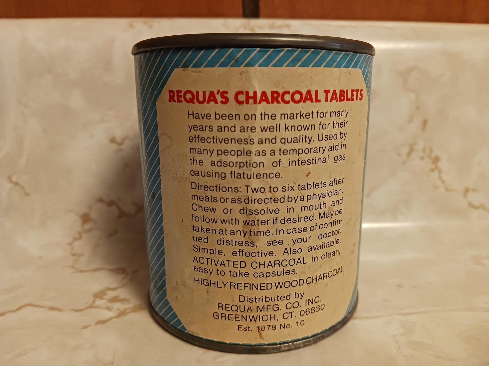 Vintage Requa's Charcoal Tablets Cardboard & Metal Tin, Partial ...