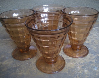 Antique Vintage Pink Glass Sundae/Parfait Dishes, Cups Set of 4