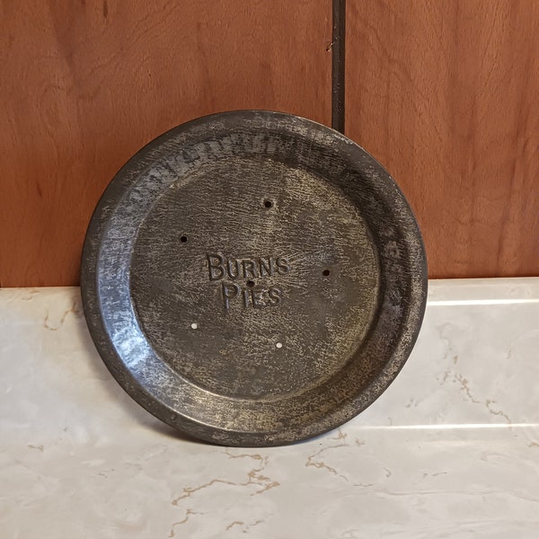 Vintage Burns Pies Pie Tin Plate 8" Round, Vented