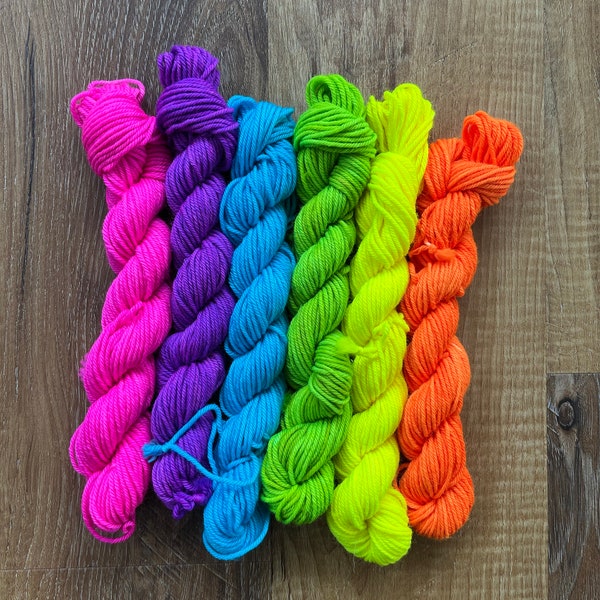 Mini Skein Set - Neon Rainbow (dyed to order) 3-4 weeks turnaround time