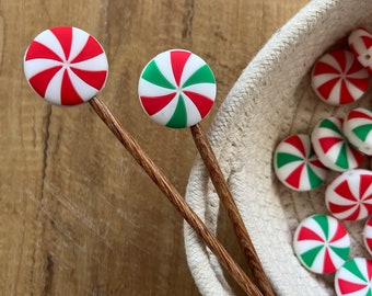 Christmas Mint Candy, Knitting Needle stoppers, Point protector