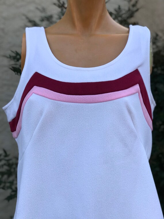 Vintage 1970s Head Tennis Dress w Wine & Pink Tri… - image 4