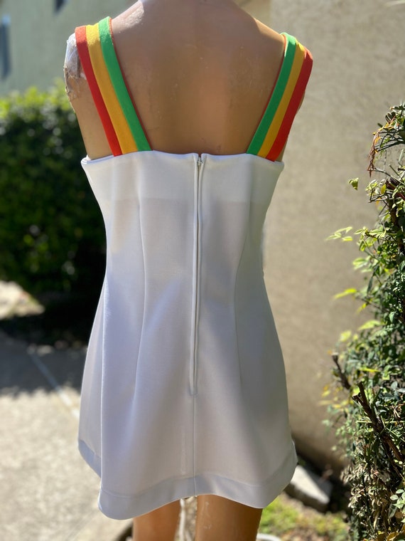 Vintage 1970s Polyester Tennis Dress with Green O… - image 2