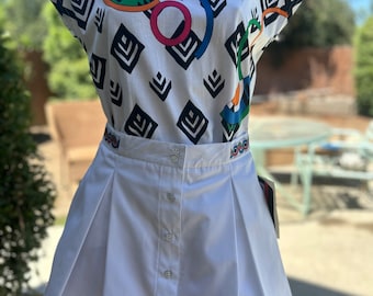 Vintage 1980s Head Brand New Old Stock w Hangtags 2 piece Top & Matching Skirt Abstract Design Top Small Skirt size 6