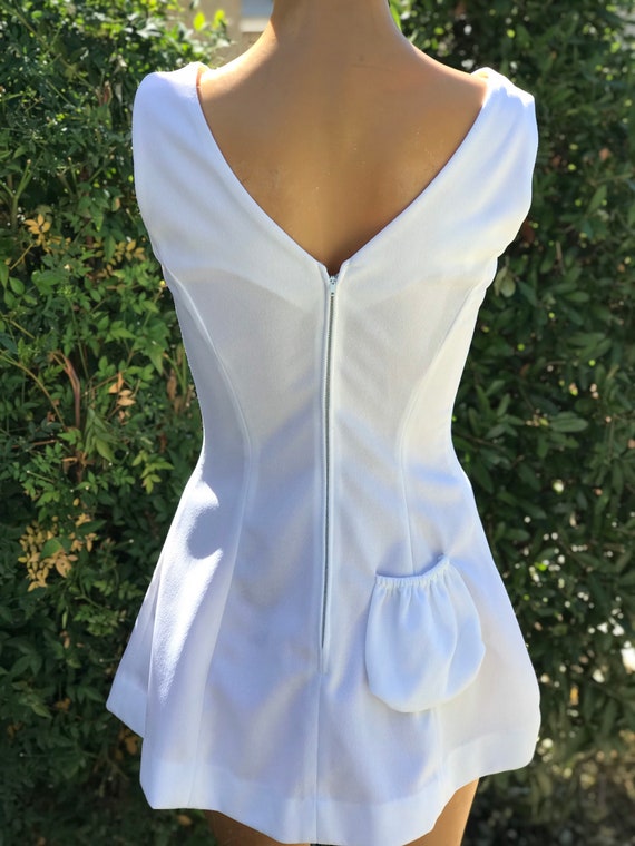 Vintage 1970s Mondessa Brand White Polyester Tenn… - image 2