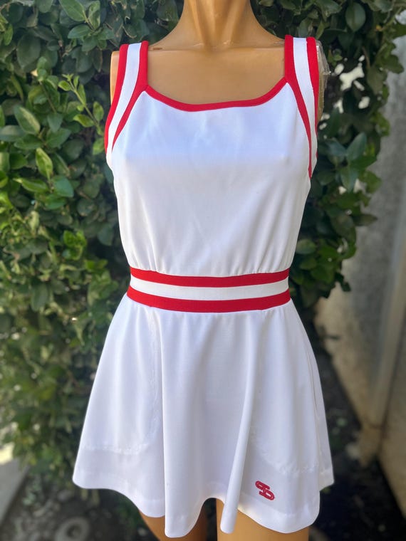open lace back dress Tennis Club Sweater Knit Dress - White/Candy Red