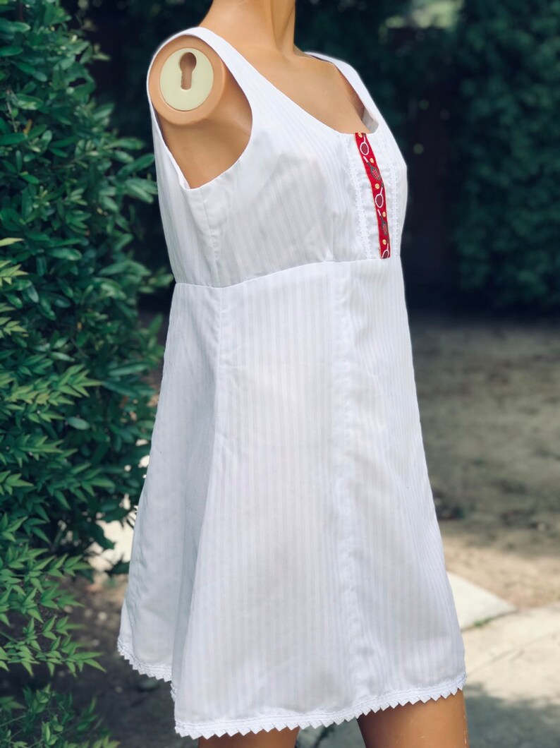 Vintage 1970s White Cotton Tennis Dress W Red Tennis Racquet Etsy