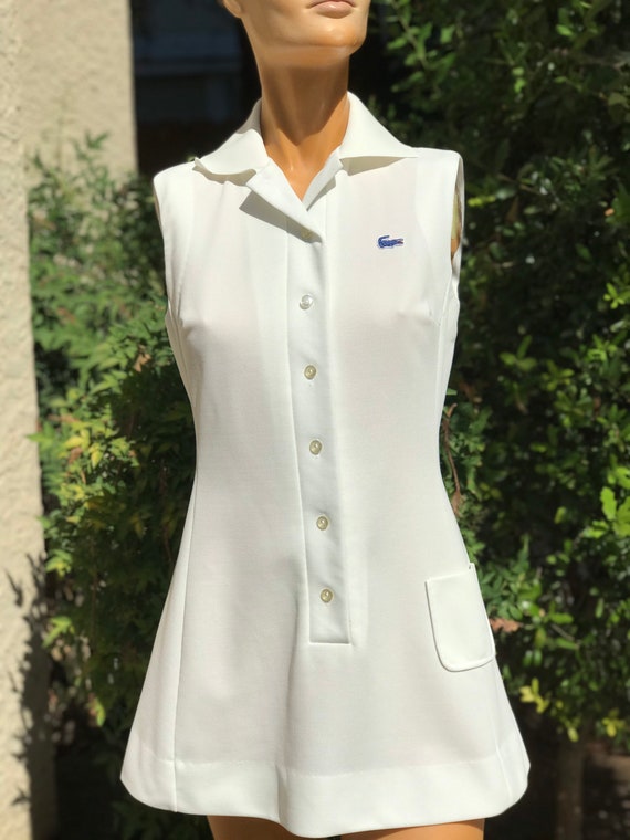 lacoste golf & tennis sleeveless polo pleated dress