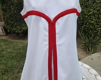 Vintage 1970s Ginori Players Polyester Tennis Dress w Red Trim Rare 40” Bust