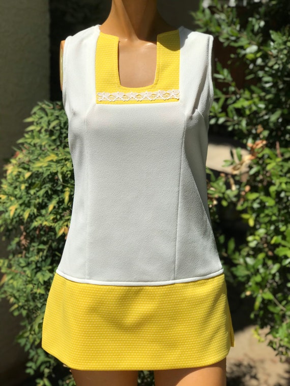 Vintage 1970s Polyester Tennis Dress & Panties Yel