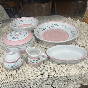 Caleca Pink Garland Pattern Italian Pottery Many Pieces Sold Individually