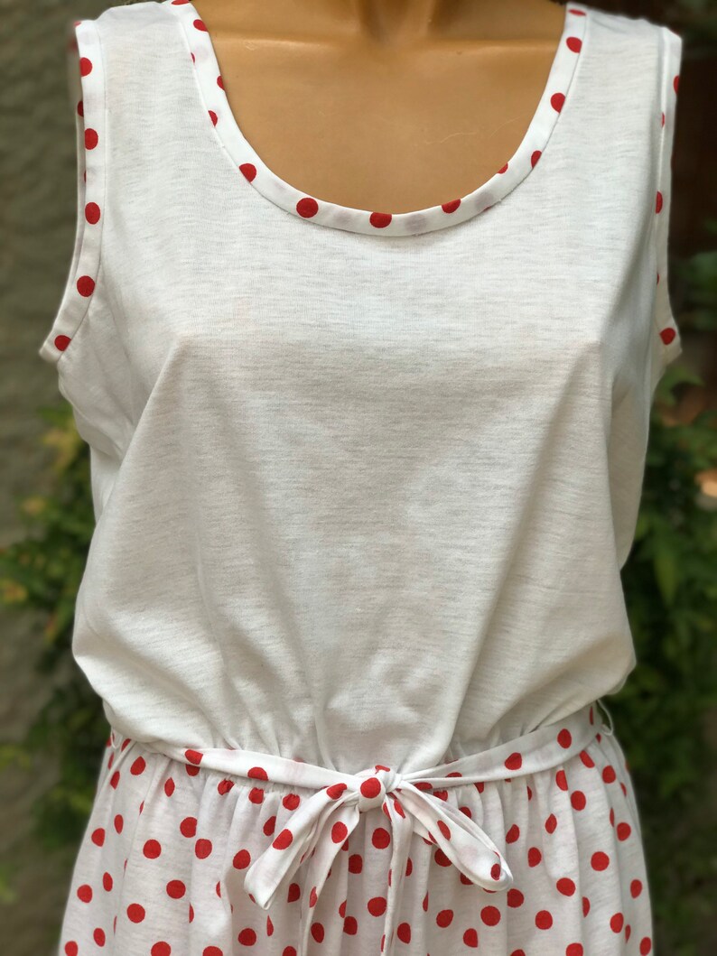 Vintage 1970s White Cotton Tennis Dress W Red Polka Dots. Made Etsy