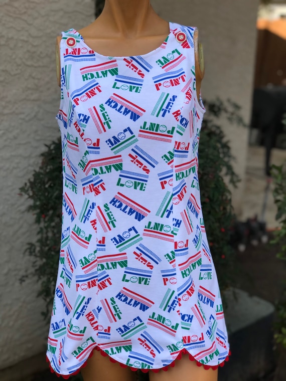 Vintage 1970s Polyester Tennis Dress with Tennis T