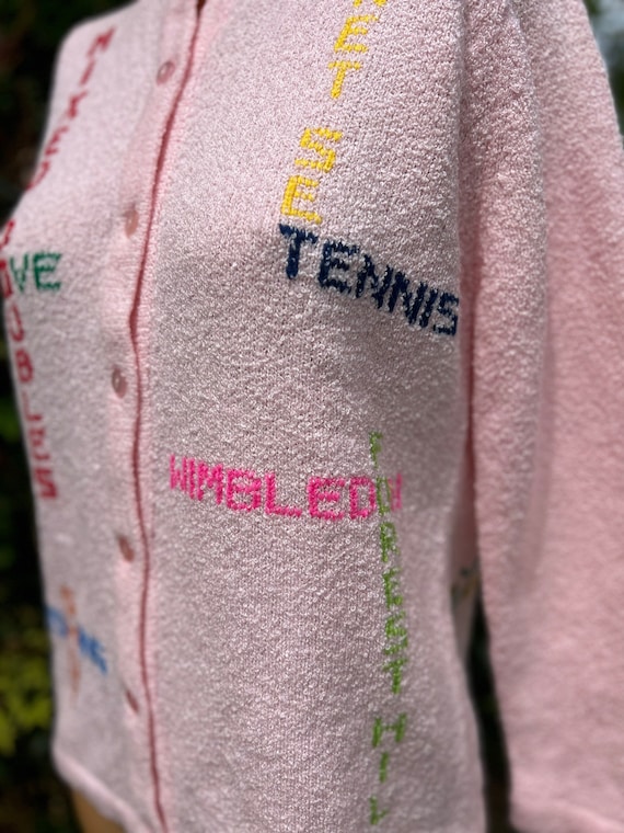 Vintage Mondessa Pink Tennis Sweater w Game Sayin… - image 4