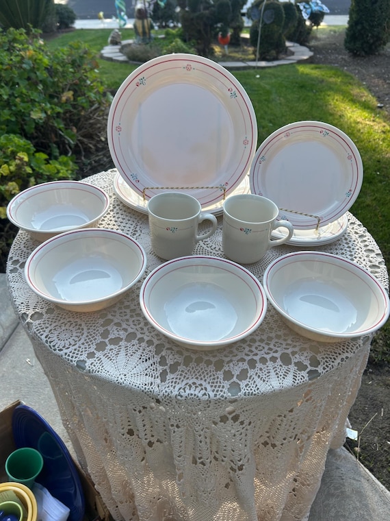 Corning Ware Corelle Cranberry Blossoms Dish Set Lot Dinner Plates