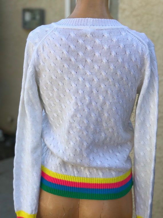 Vintage 1970s Head Tennis Sweater w Rainbow Strip… - image 2