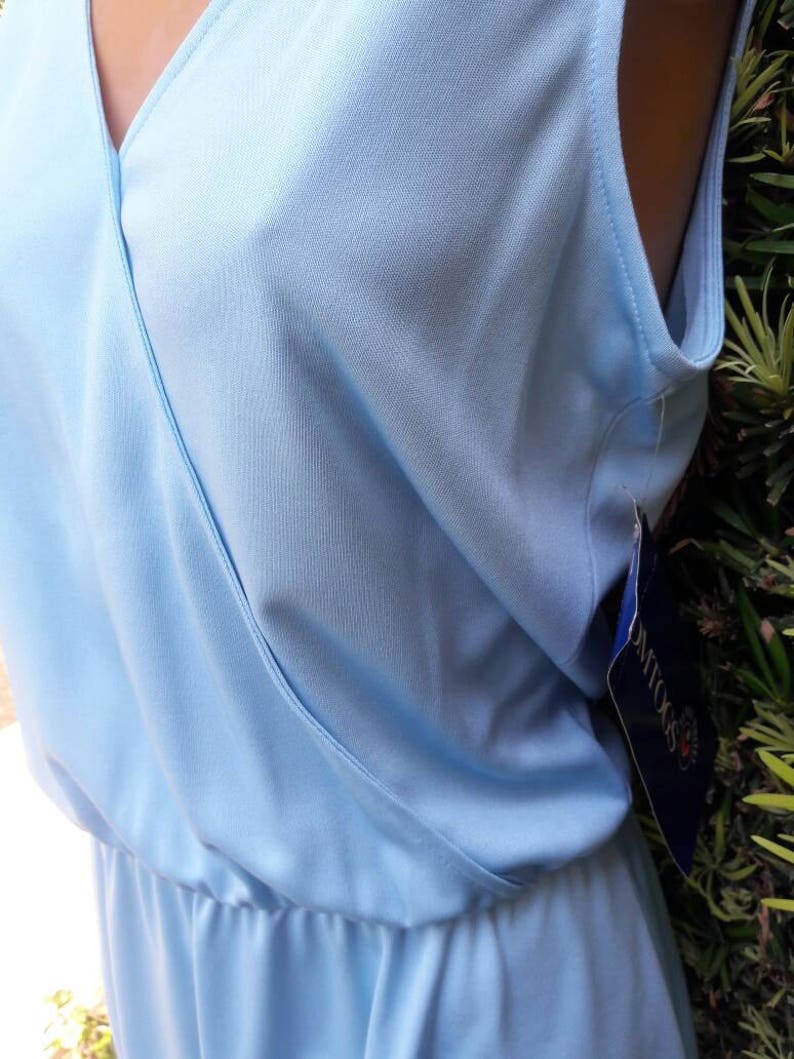 Vintage 1970s New Old Stock w Tags Robbins Egg Blue Color Loomtogs Brand Polyester Tennis Dress Size 16