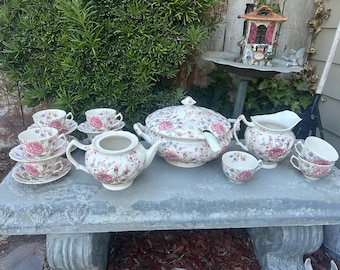 Vintage Johnson Brothers Ironstone Rose Chintz Teapot, Pitcher, Cup & Saucer , Cup, and Soup Tureen Priced Individually