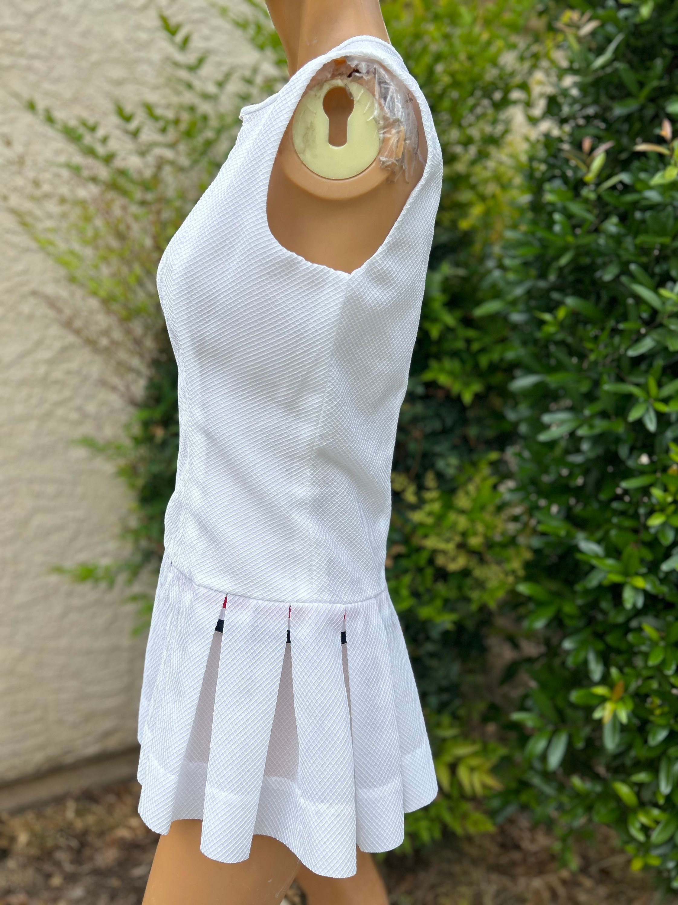 Vintage 1970s Polyester Tennis Dress With Hidden Red White