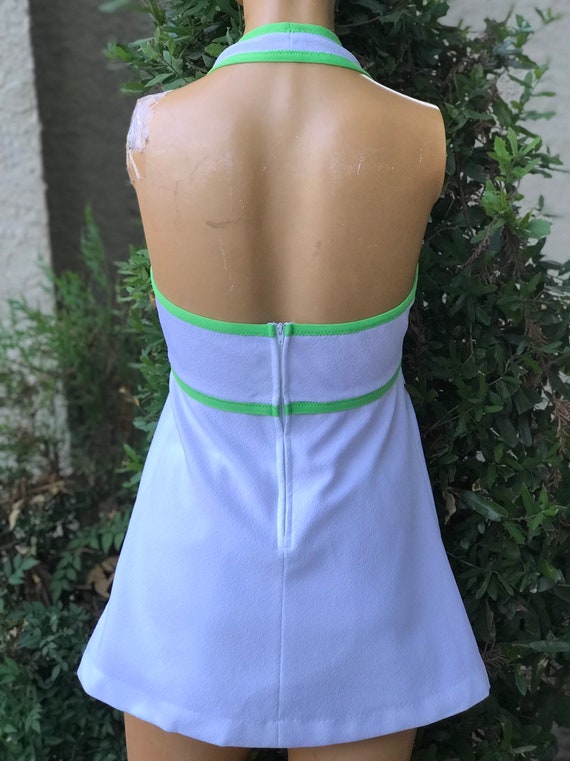 Buy Vintage 1970s Polyester White Halter Tennis Dress W Bright Green Tennis  Racquet Trim Made by Keddie Kreations Online in India - Etsy