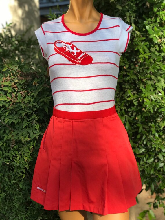 Vintage Ellesse Red Skirt w Tennis Shoe Top Tennis