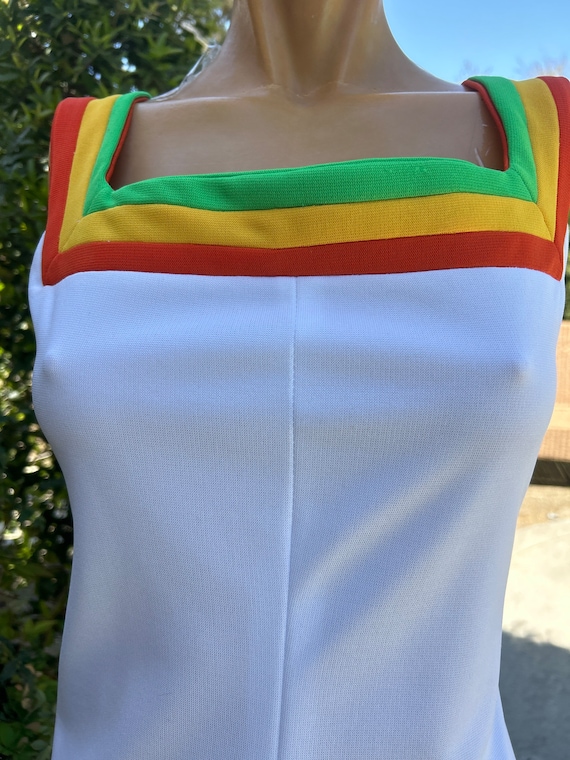 Vintage 1970s Polyester Tennis Dress with Green O… - image 4