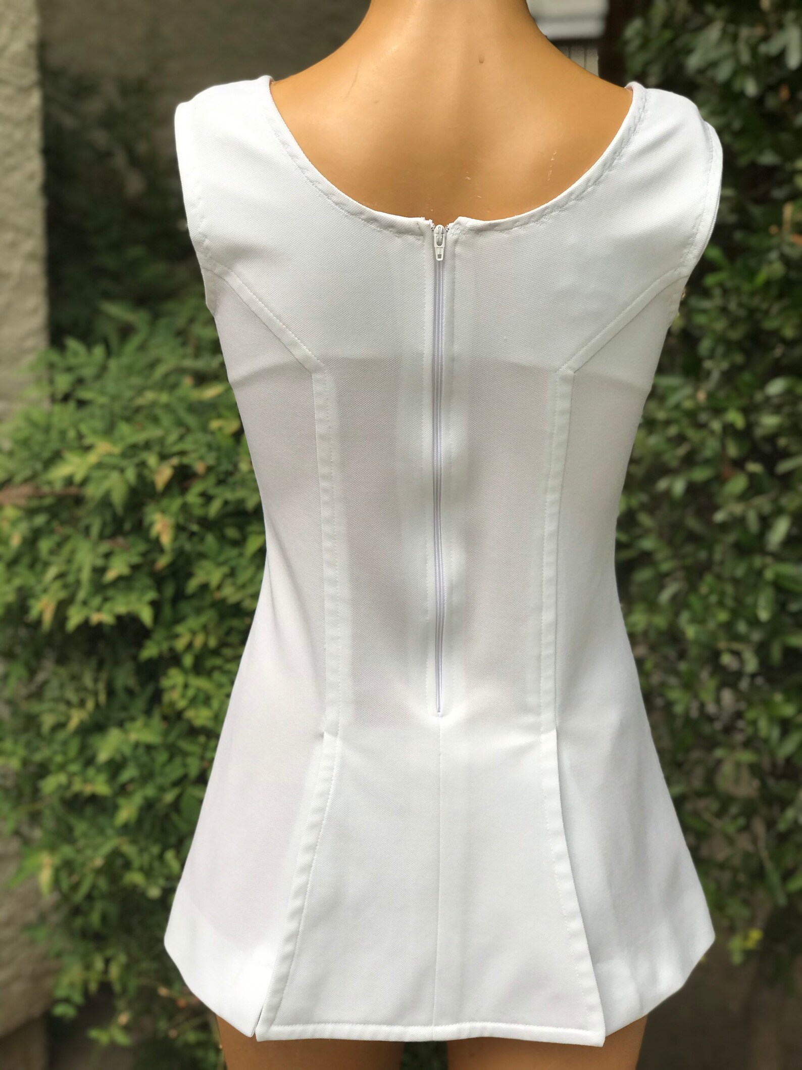 Robe Vintage Tennis Années 70 Sphairistike – Taille S, Blanc, Fermeture Zip, Occasion Très Bon état