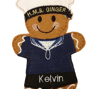 Naval Gingerbread People hanging Decoration, Keyring/Bag Charm,Magnet, Bookband, personalised gift, naval personalised tag, tree decorations