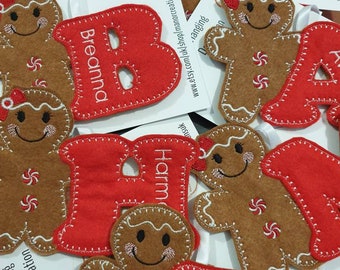 Gingerbread Alphabet Red,Personalised Christmas Tree Decoration