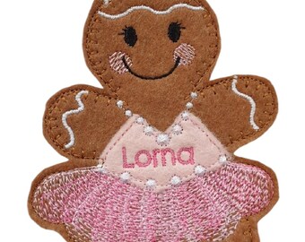 Personalized Felt Ballet Dancer Gingerbread Christmas Hanging Decoration