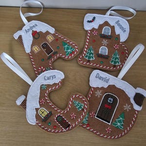 Gingerbread Personalized Alphabet Gingerbread House Christmas Tree Decoration