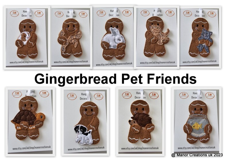 Gingerbread Pet Friends Hanging Decoration, Keyring or Magnet - Etsy