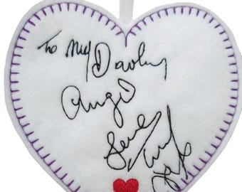 Handschrift gepersonaliseerde boomdecoratie handschrift van dierbaren aandenken hart