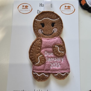 Expectant mum pregnant lady gingerbread hanging decoration