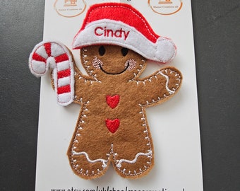 Candy Cane Gingerbread Man Personalised Hanging Decoration