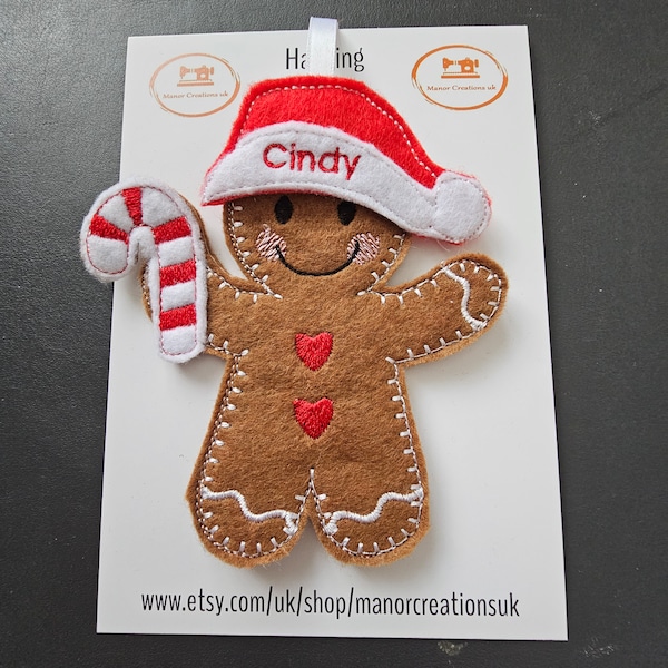 Candy Cane Gingerbread Man Personalised Hanging Decoration