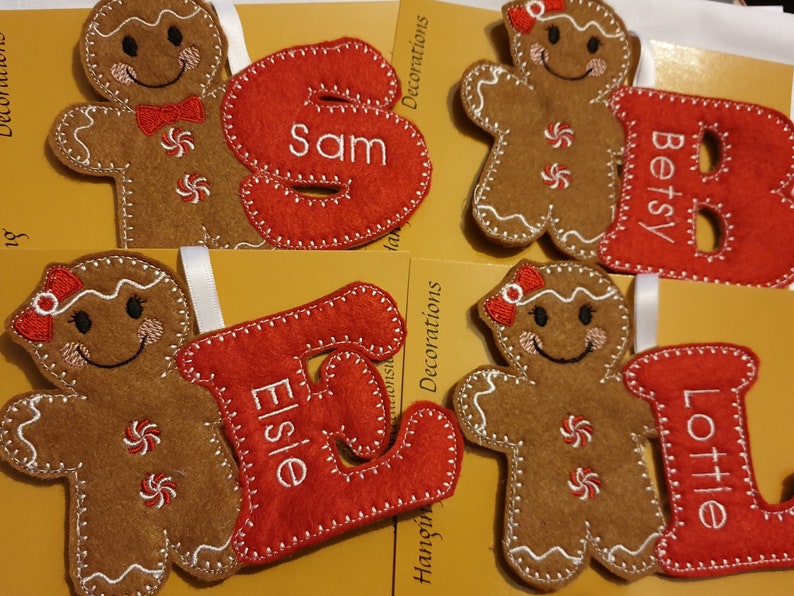 Gingerbread Alphabet Red,Personalised Christmas Tree Decoration gingerbread, letters, alphabet letters, hanging tree decorations, 