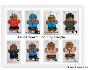 Gingerbread Scout Felt Decoration: Hanging Ornament, Keyring, Magnet, Badge