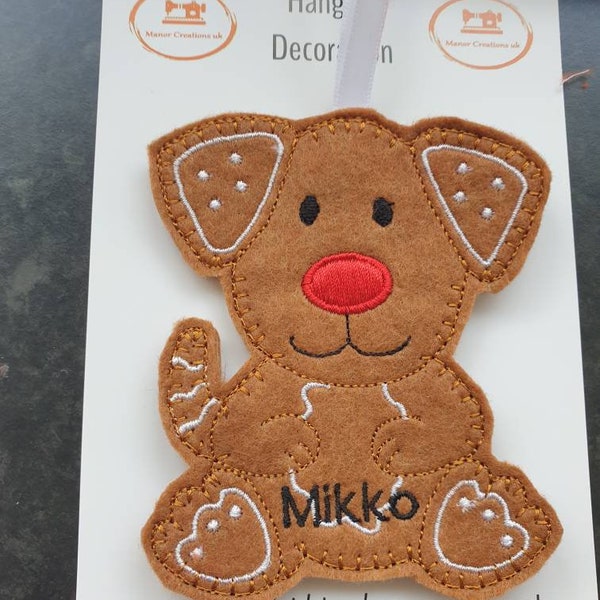 Dog gingerbread hanging decoration, magnet or keyring/bag charm