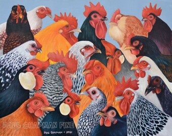 Poultry Heads No 1 Print from original painting by Paul Chapman