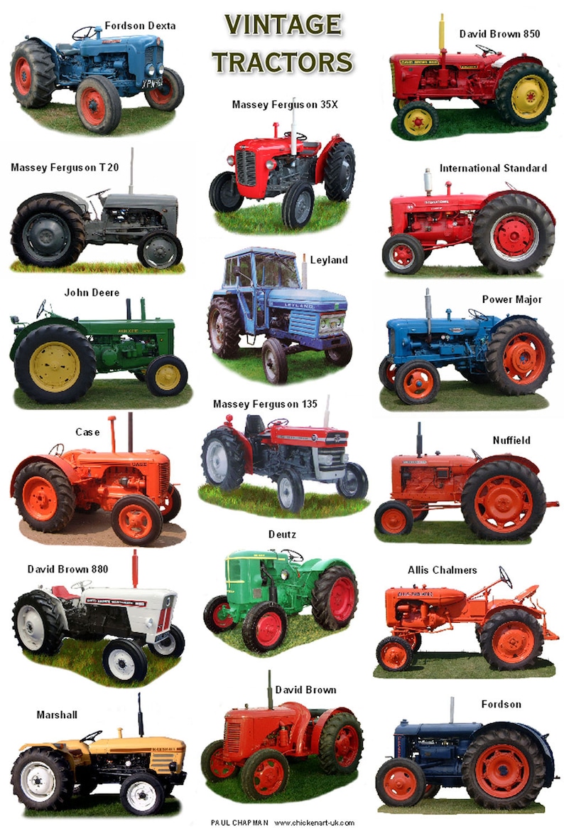 A4 Laminated Posters.Vintage Tractors and Modern Tractors Etsy