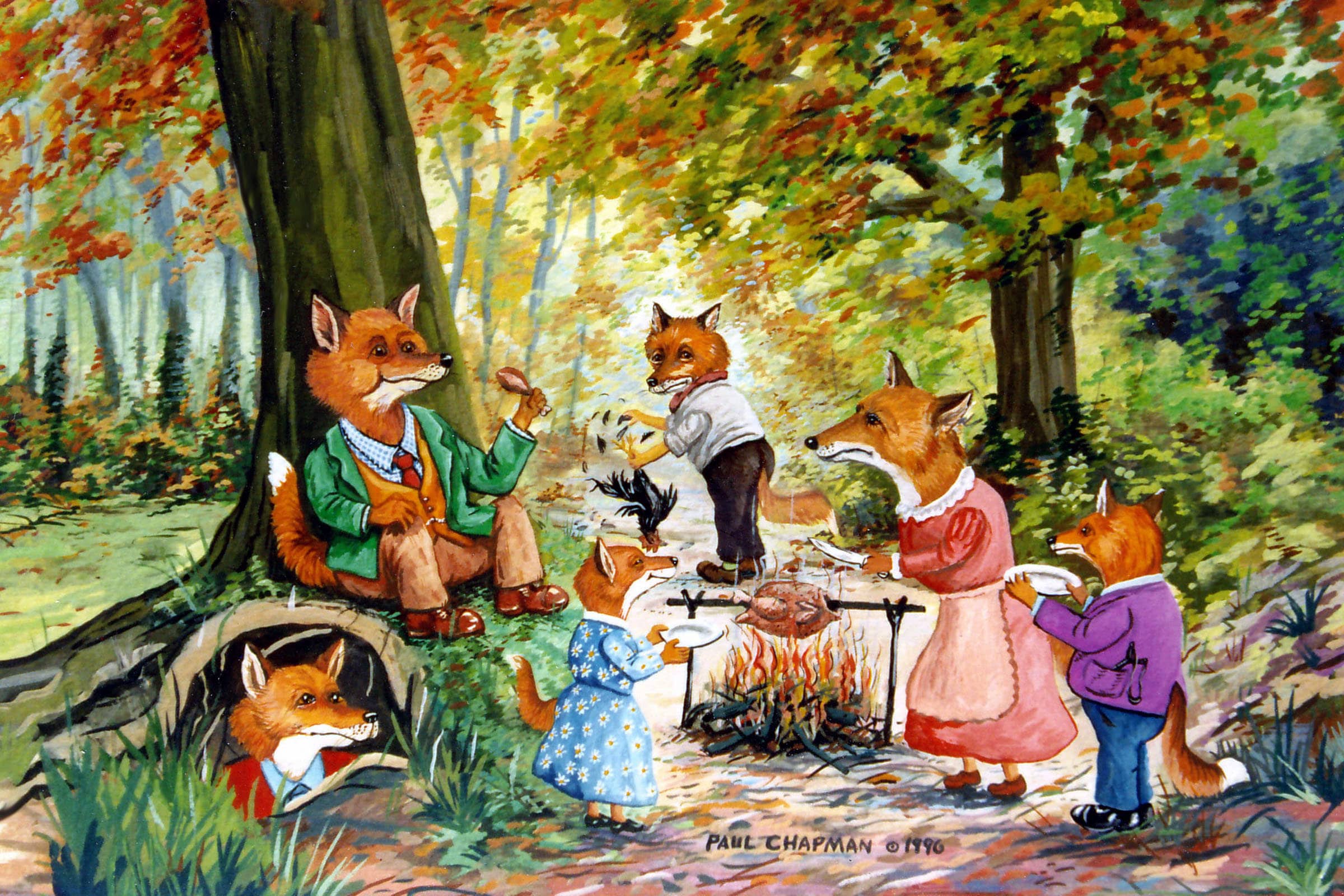 Canvas Print Foxes Having Dinner 12x8 Inches - Etsy UK