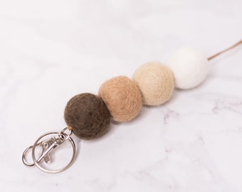 Teacher Boho Lanyard | Wool Felt Balls Beaded Lanyard |  ID Badge Holder | Breakaway Necklace | Teacher Gift | Teacher Christmas Gift