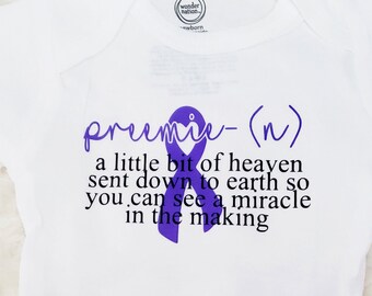 Toddler & Baby Sizes | Preemie Defintion Purple Ribbon Awareness | Dictionary Big Little Brother Sister | Unique Shower Gift