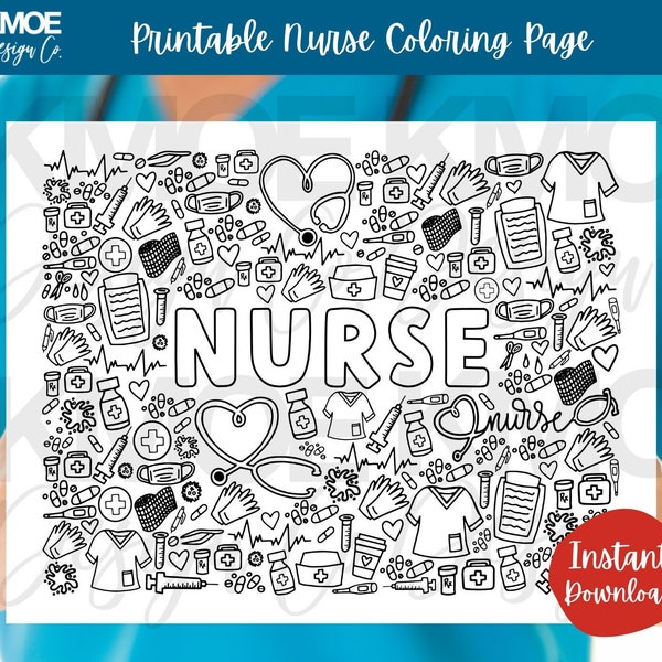 Nurses week Nurse Coloring Pages Nurse Doodle Nurse Activity Nurse Coloring Sheet Nurse Appreciation medical coloring medicine doodle