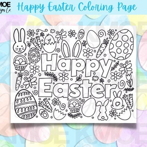 Coloring Pages Easter happy easter coloring page Printable coloring page coloring pages for kids spring kids activity easter doodle image 4