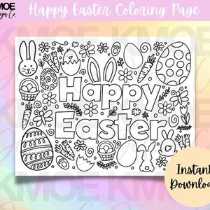 Coloring Pages Easter happy easter coloring page Printable coloring page coloring pages for kids spring kids activity easter doodle image 2