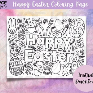 Coloring Pages Easter happy easter coloring page Printable coloring page coloring pages for kids spring kids activity easter doodle image 3